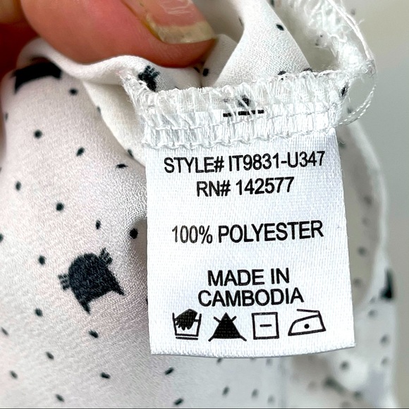 Iris Cat Face Print Cap Sleeve Blouse Kawaii Size S - Picture 10 of 10